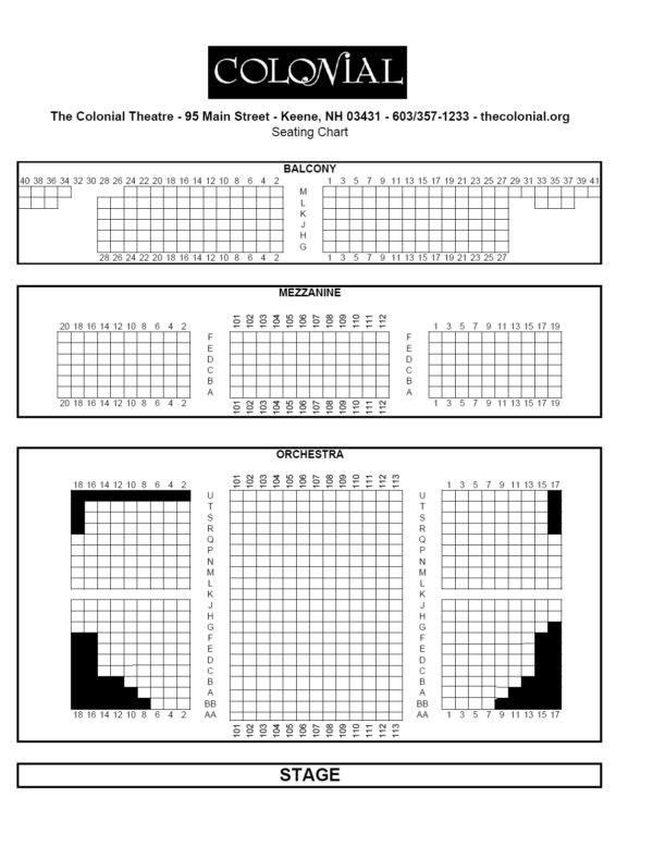 seating chart blank – THE COLONIAL THEATRE